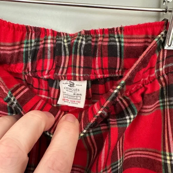 CrewCuts Red Plaid Flannel Boys Pajama Set, size medium, Long Sleeves and Pants - Picture 7 of 7